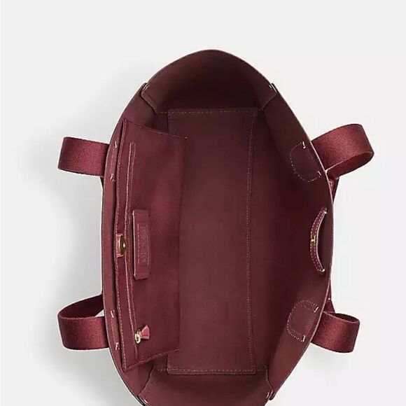 🆕🔥NWT! Coach Derby Tote Handbag Leather Gold/Rouge Msrp:$350.00 - Picture 8 of 13